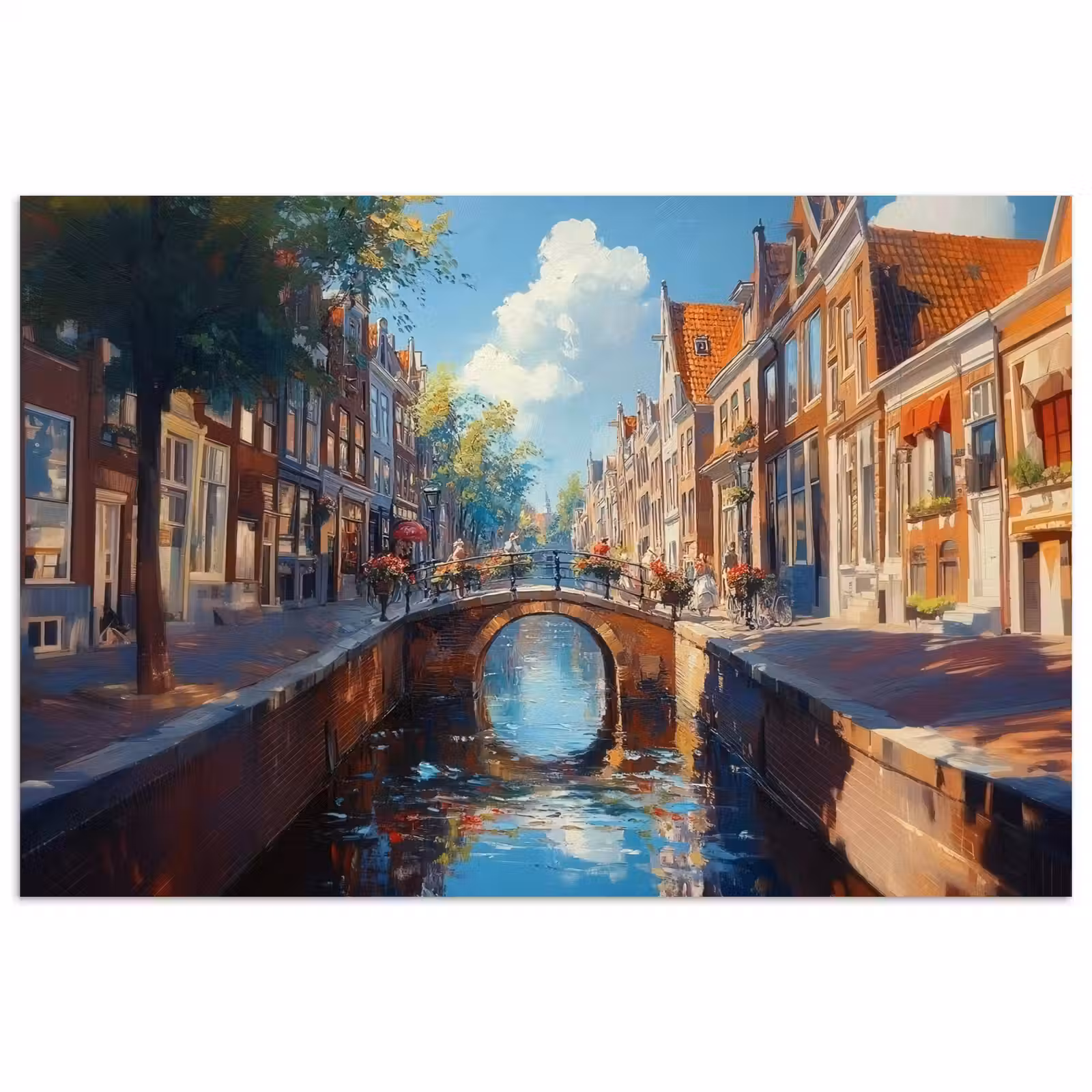 Poster – Stad - Gracht - Zon - Fietsen — 1