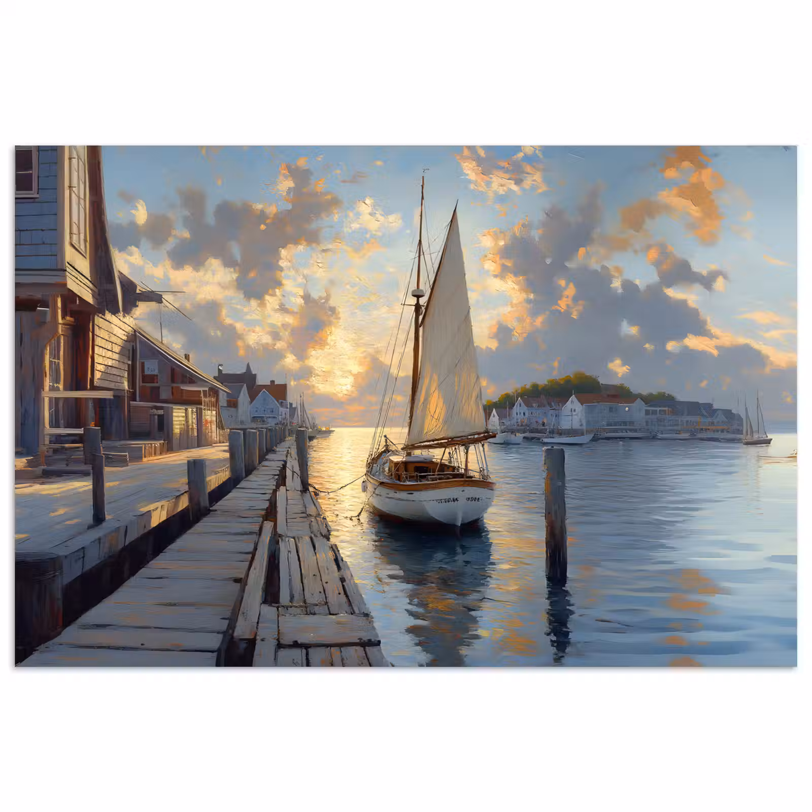 Poster – Zeilboot - Zon - Pier - Hout — 1