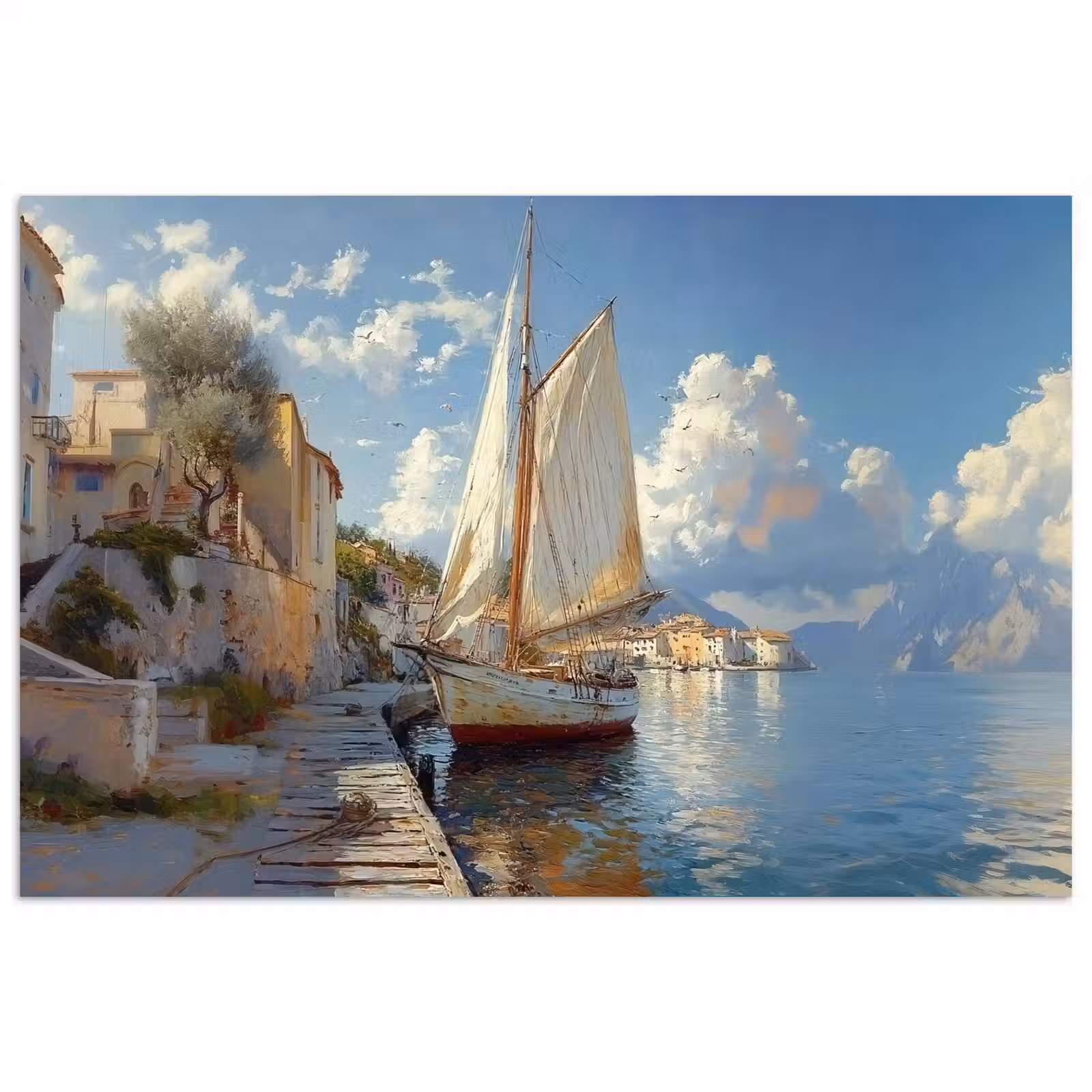 Poster – Zeilschip - Huizen - Kade - Zee — 1