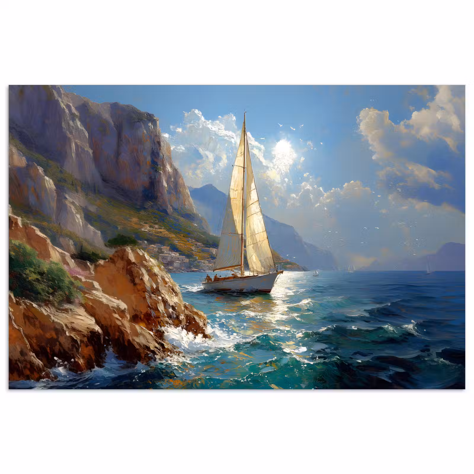 Poster – Zeilschip - Zee - Rotsen - Wolken — 1