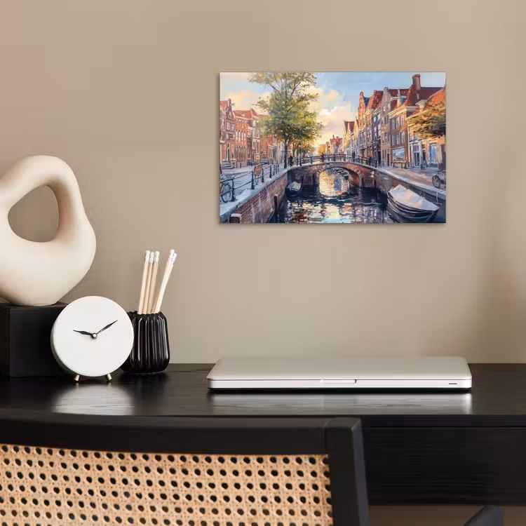 Poster – Brug - Stad - Huizen - Boot — 2