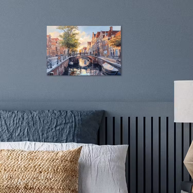 Poster – Brug - Stad - Huizen - Boot — 3