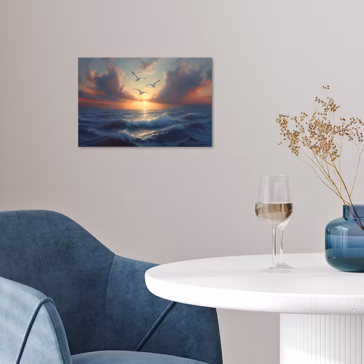 Poster – Meeuwen - Zonsondergang - Zee - Wolken — 4