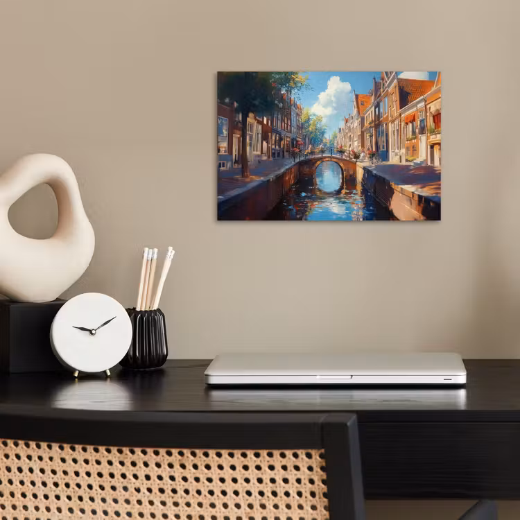 Poster – Stad - Gracht - Zon - Fietsen — 2