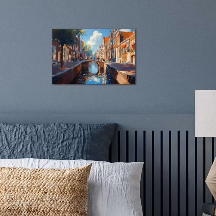 Poster – Stad - Gracht - Zon - Fietsen — 3