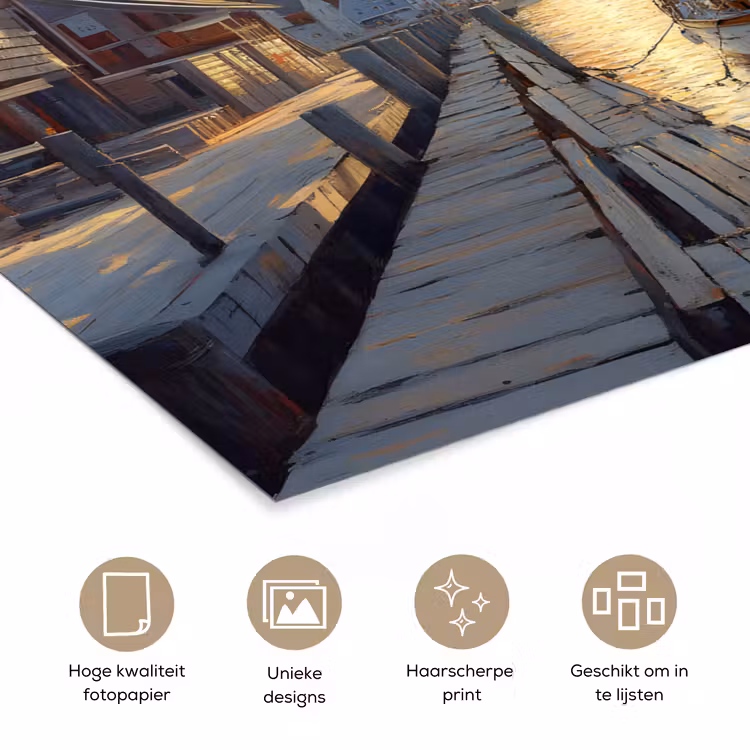 Poster – Zeilboot - Zon - Pier - Hout — 5