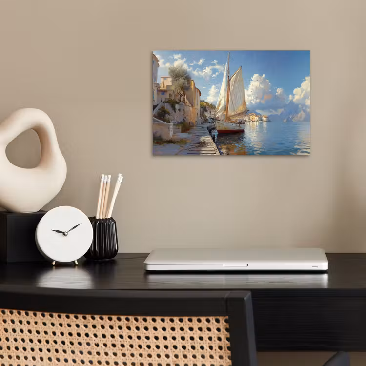 Poster – Zeilschip - Huizen - Kade - Zee — 2