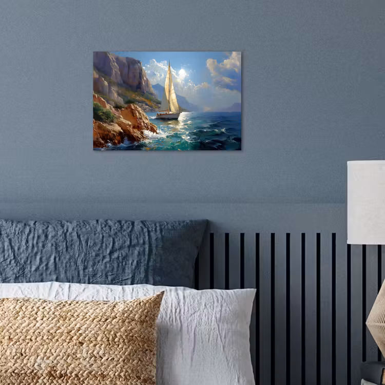 Poster – Zeilschip - Zee - Rotsen - Wolken — 3