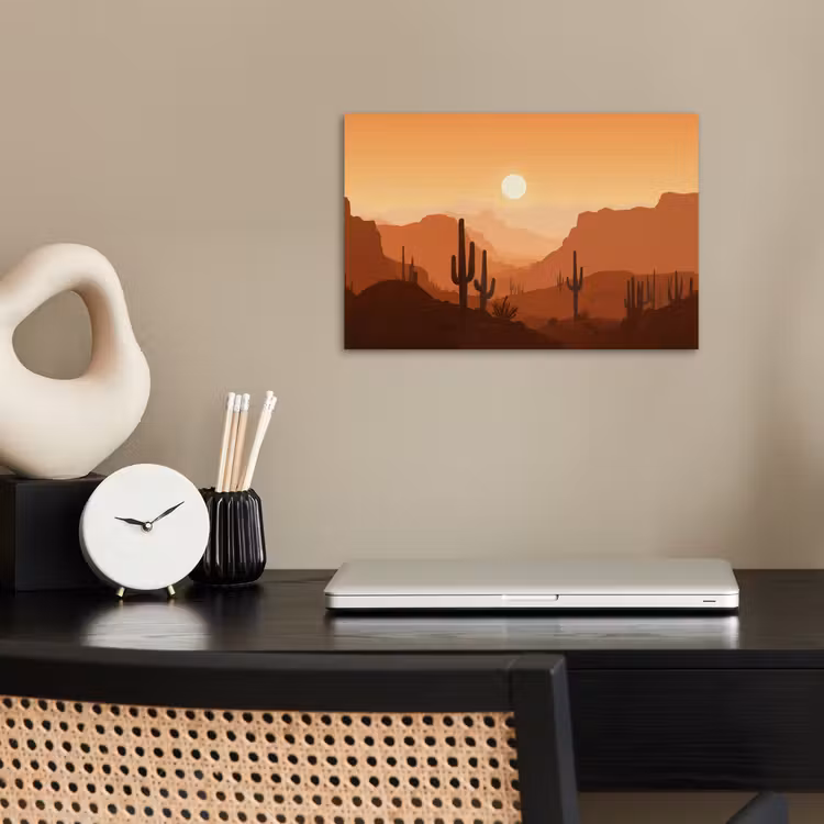 Poster – Landschap - Woestijn - Cactussen - Zon — 2