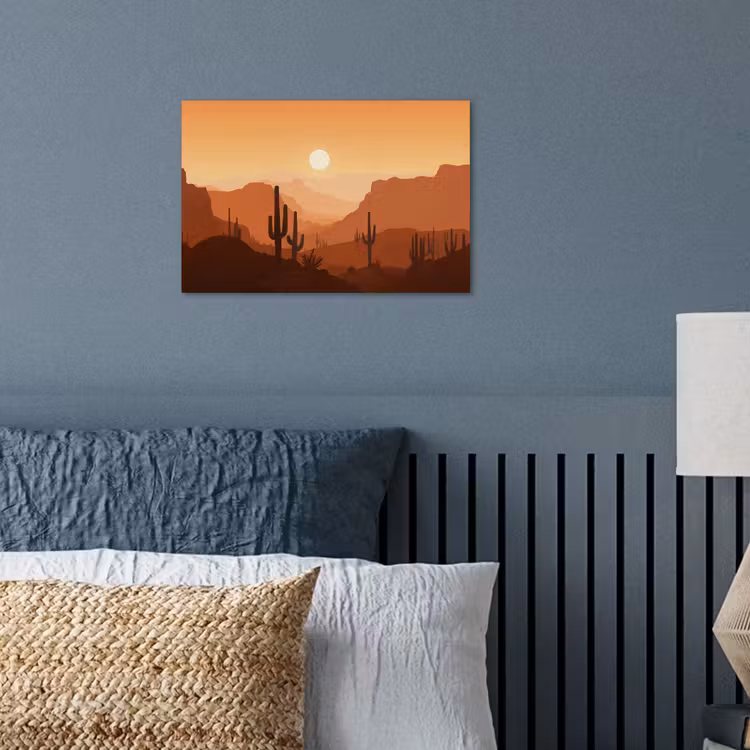 Poster – Landschap - Woestijn - Cactussen - Zon — 3
