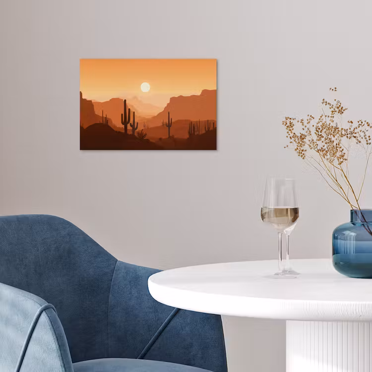 Poster – Landschap - Woestijn - Cactussen - Zon — 4