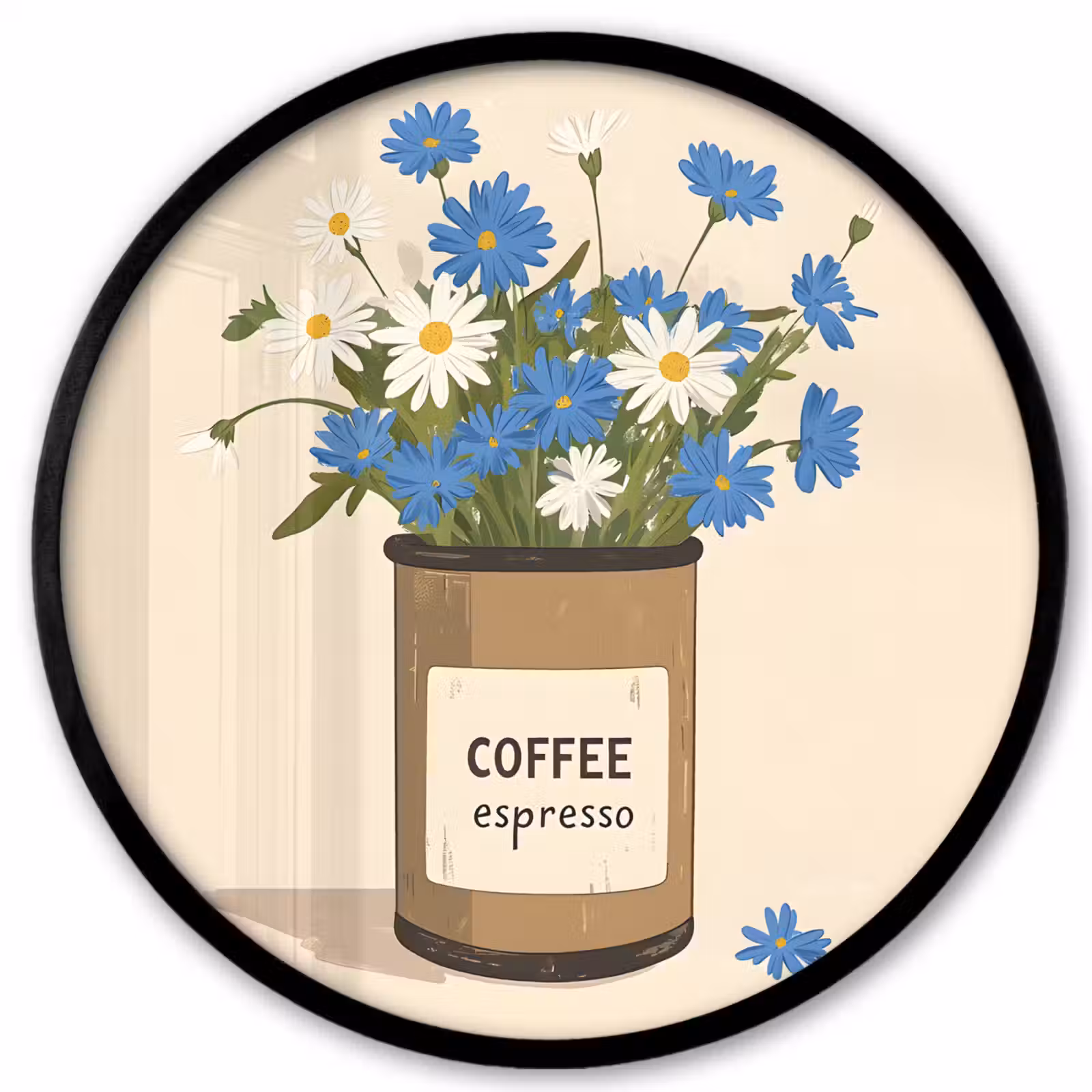 Ronde fotolijst - Coffee - Blik - Minimalistisch - Bloemen — 1