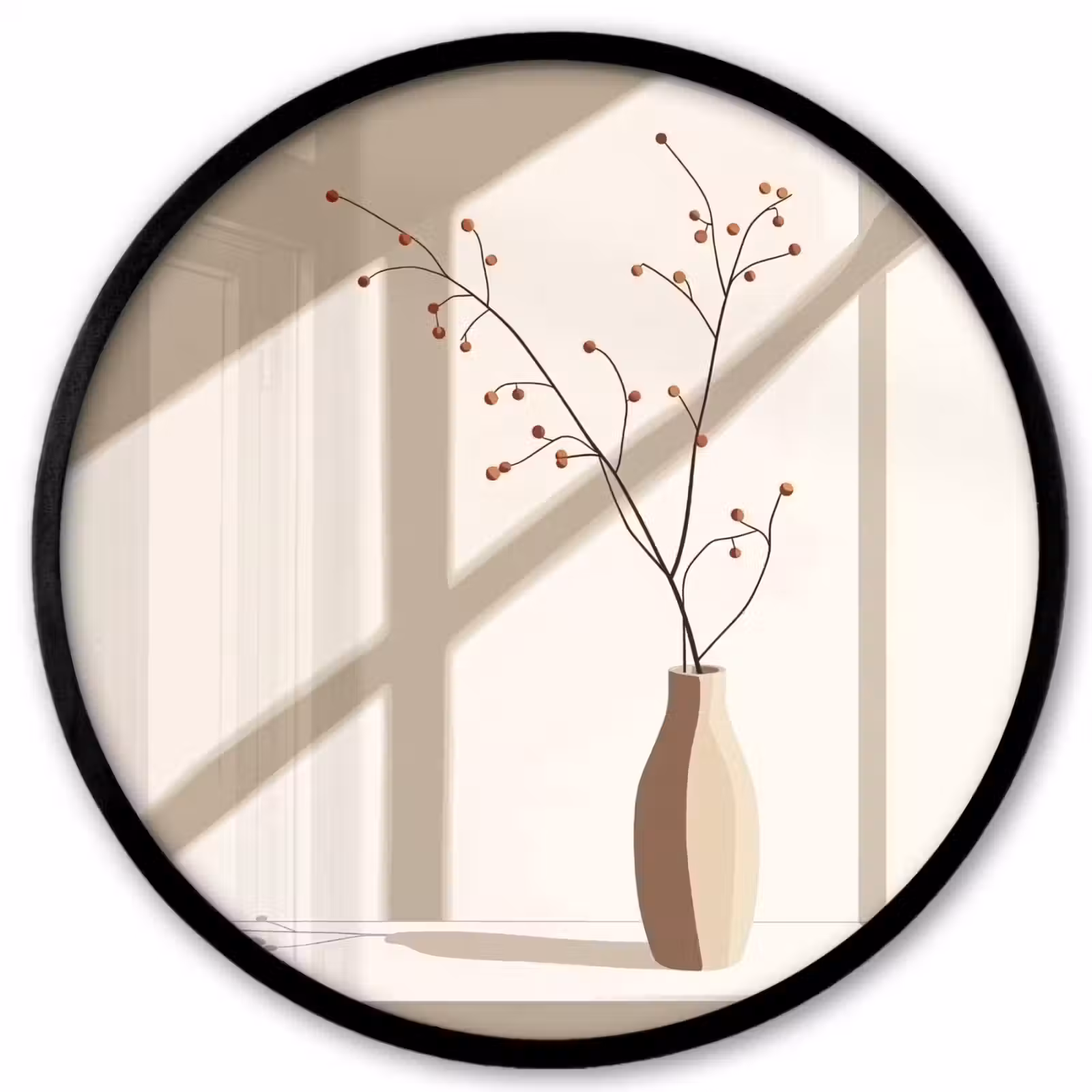 Ronde fotolijst - Vaas - Takken - Bessen - Minimalistisch — 1