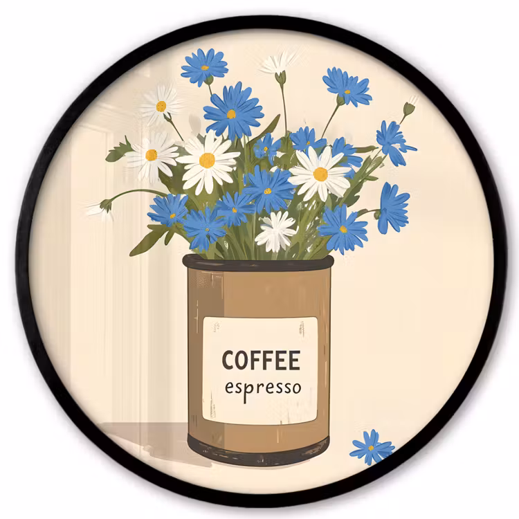 Ronde fotolijst - Coffee - Blik - Minimalistisch - Bloemen — 1