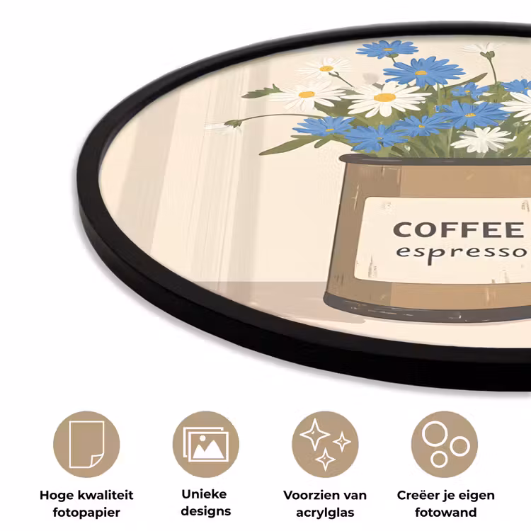 Ronde fotolijst - Coffee - Blik - Minimalistisch - Bloemen — 2