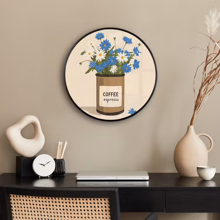 Ronde fotolijst - Coffee - Blik - Minimalistisch - Bloemen — 3