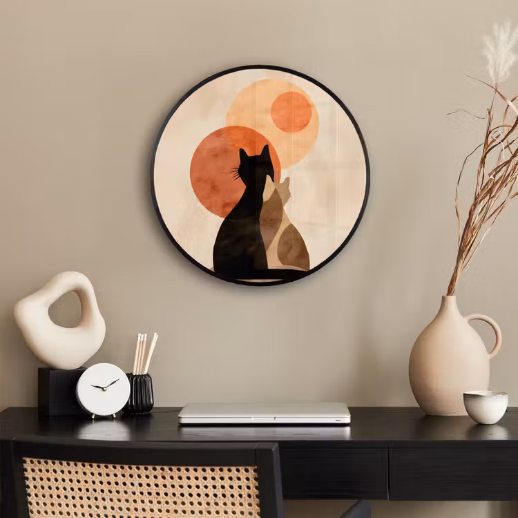 Ronde fotolijst - Katten - Zwart - Abstract - Cirkels — 3