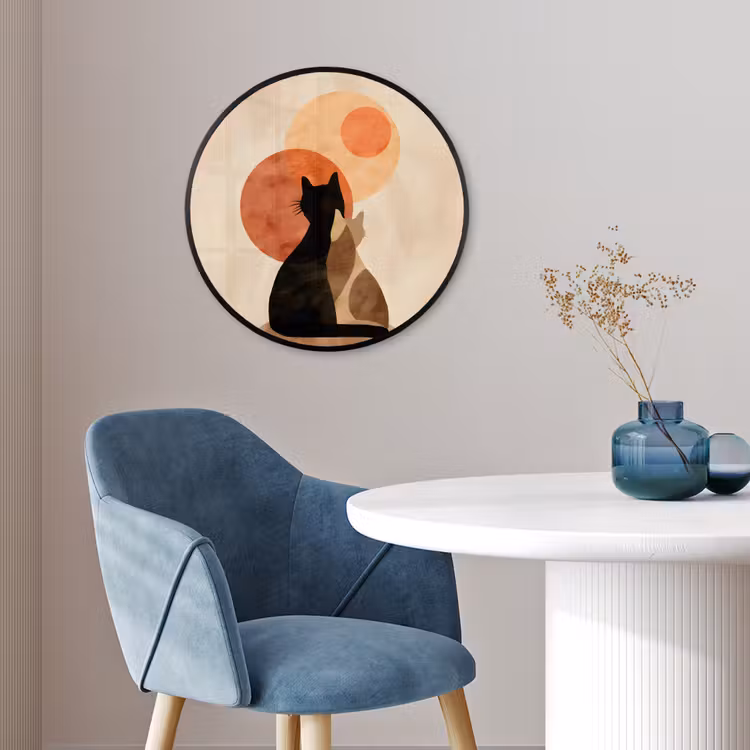 Ronde fotolijst - Katten - Zwart - Abstract - Cirkels — 4