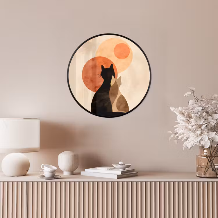 Ronde fotolijst - Katten - Zwart - Abstract - Cirkels — 5