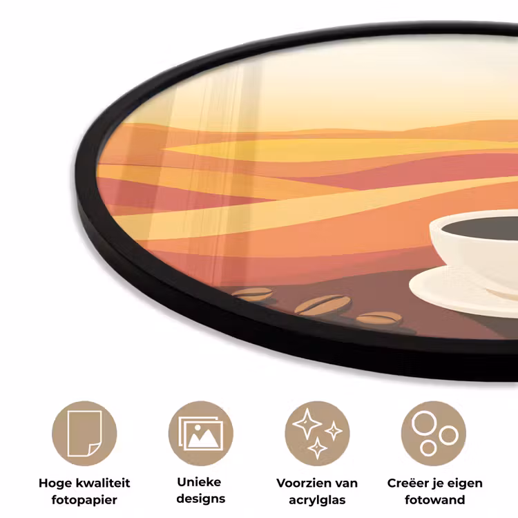 Ronde fotolijst - Koffie - Landschap - Oranje - Koffiebonen — 2