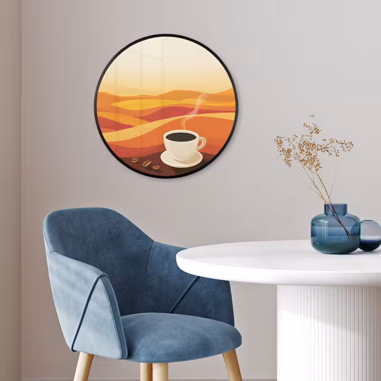 Ronde fotolijst - Koffie - Landschap - Oranje - Koffiebonen — 4