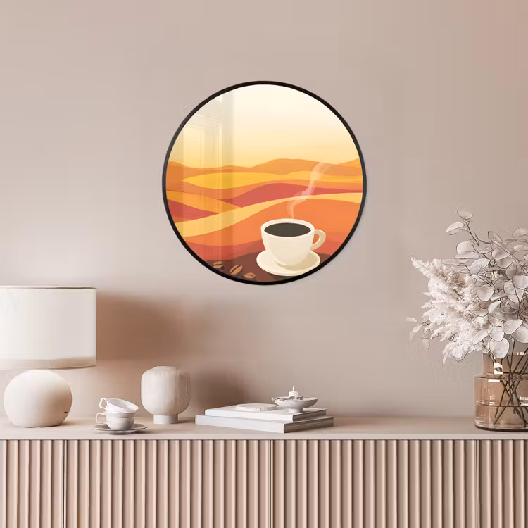 Ronde fotolijst - Koffie - Landschap - Oranje - Koffiebonen — 5