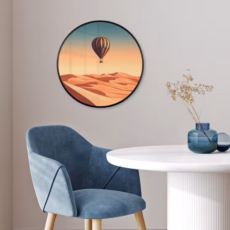 Ronde fotolijst - Luchtballon - Woestijn - Zonsondergang - Blauw — 4