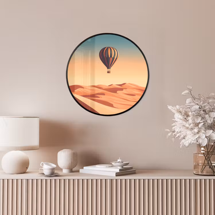 Ronde fotolijst - Luchtballon - Woestijn - Zonsondergang - Blauw — 5