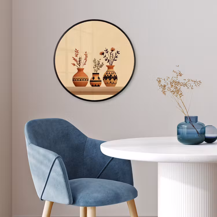 Ronde fotolijst - Vazen - Bloemen - Bladeren - Minimalistisch — 4