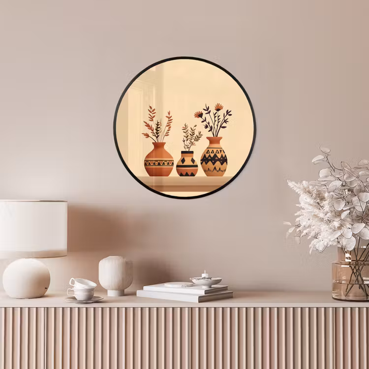 Ronde fotolijst - Vazen - Bloemen - Bladeren - Minimalistisch — 5