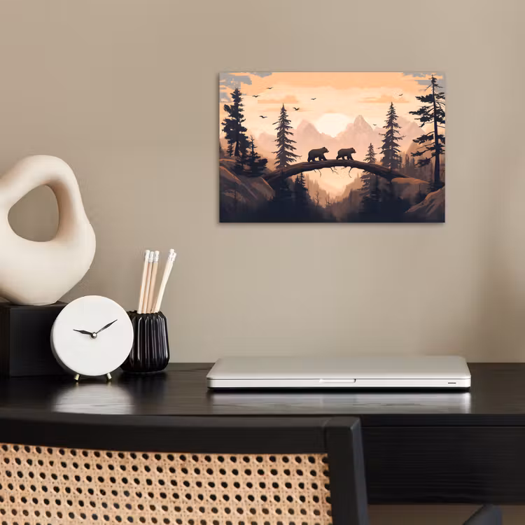 Poster – Beren - Bomen - Landschap - Zonsondergang — 2