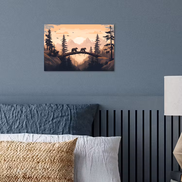 Poster – Beren - Bomen - Landschap - Zonsondergang — 3