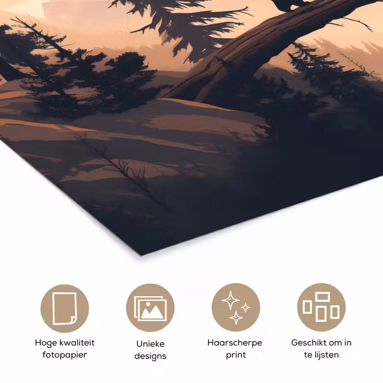 Poster – Beren - Bomen - Landschap - Zonsondergang — 5