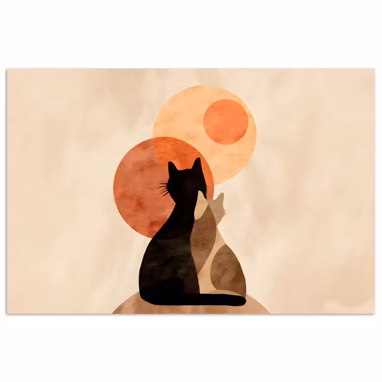 Poster – Katten - Zwart - Abstract - Cirkels — 1