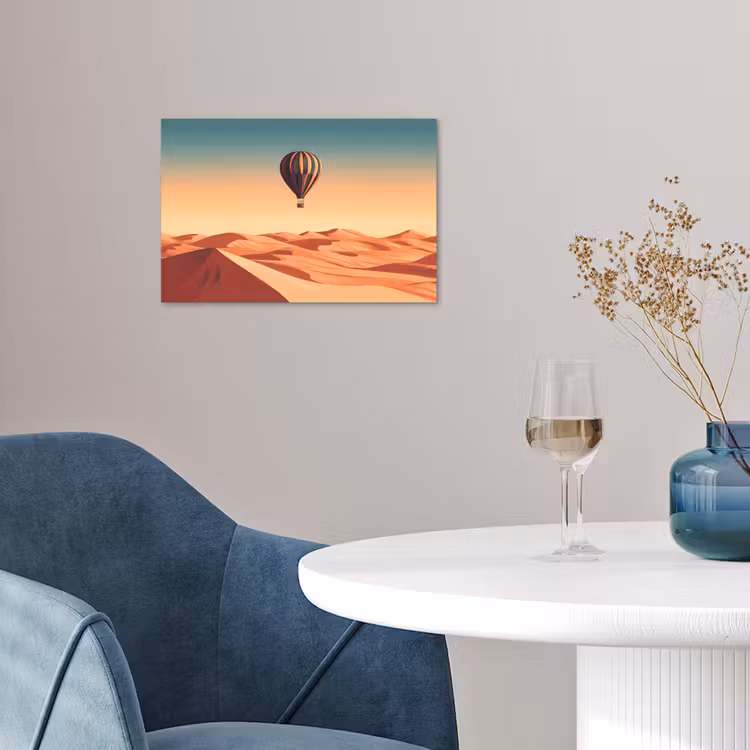 Poster – Luchtballon - Woestijn - Zonsondergang - Blauw — 4