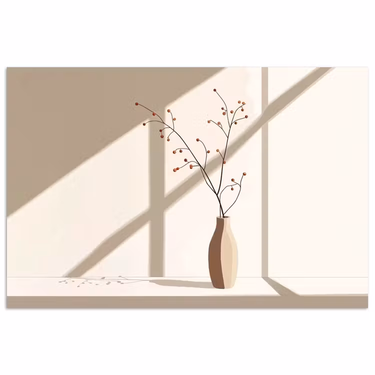 Poster – Vaas - Takken - Bessen - Minimalistisch — 1