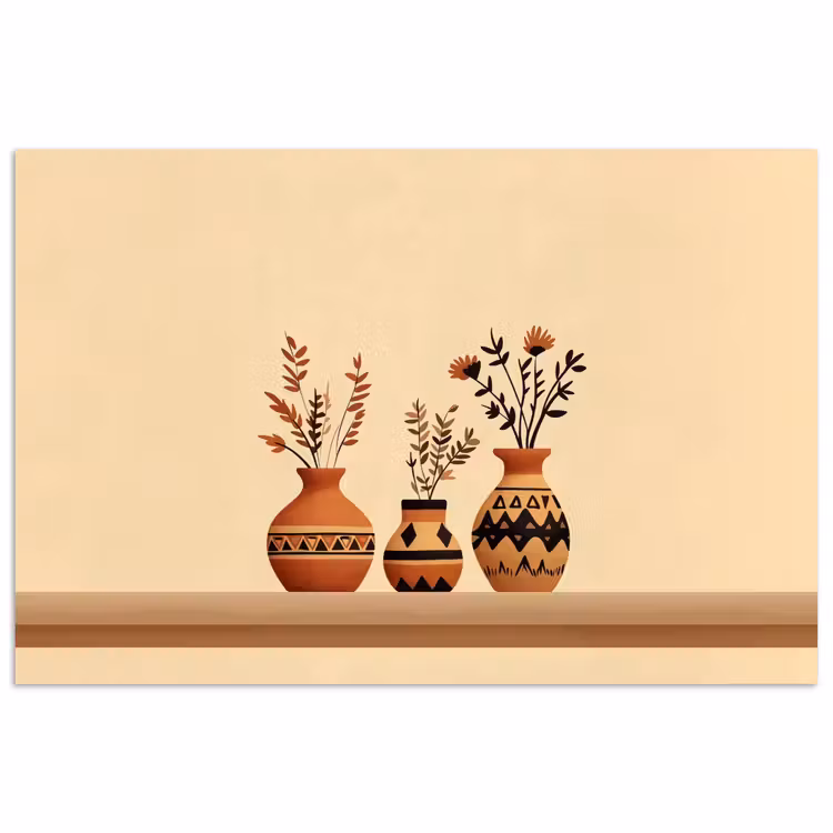 Poster – Vazen - Bloemen - Bladeren - Minimalistisch — 1