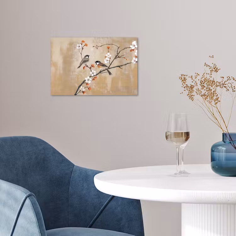 Poster – Vogels - Bloesemtak - Bloemen - Oranje — 4