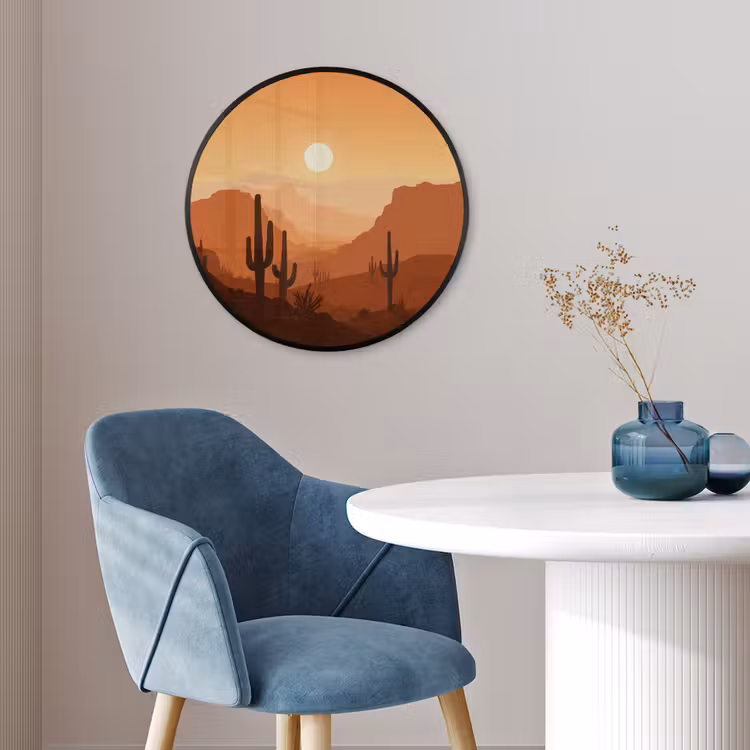 Ronde fotolijst - Landschap - Woestijn - Cactussen - Zon — 4
