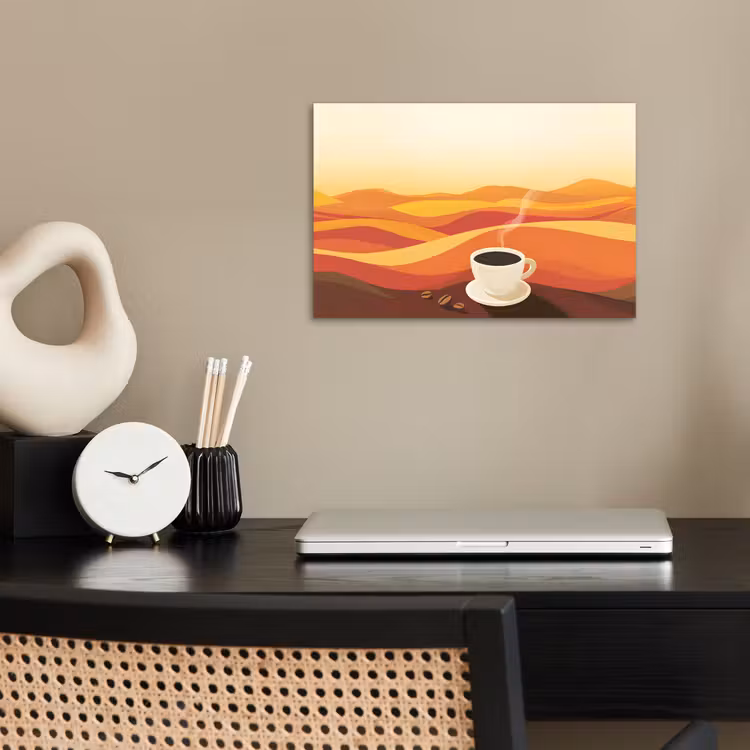 Poster – Koffie - Landschap - Oranje - Koffiebonen — 2