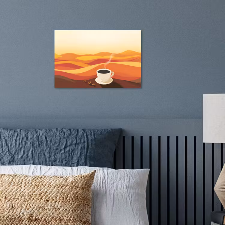 Poster – Koffie - Landschap - Oranje - Koffiebonen — 3