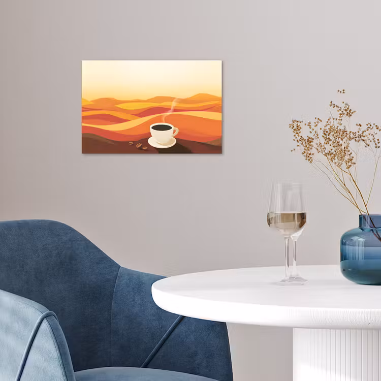 Poster – Koffie - Landschap - Oranje - Koffiebonen — 4
