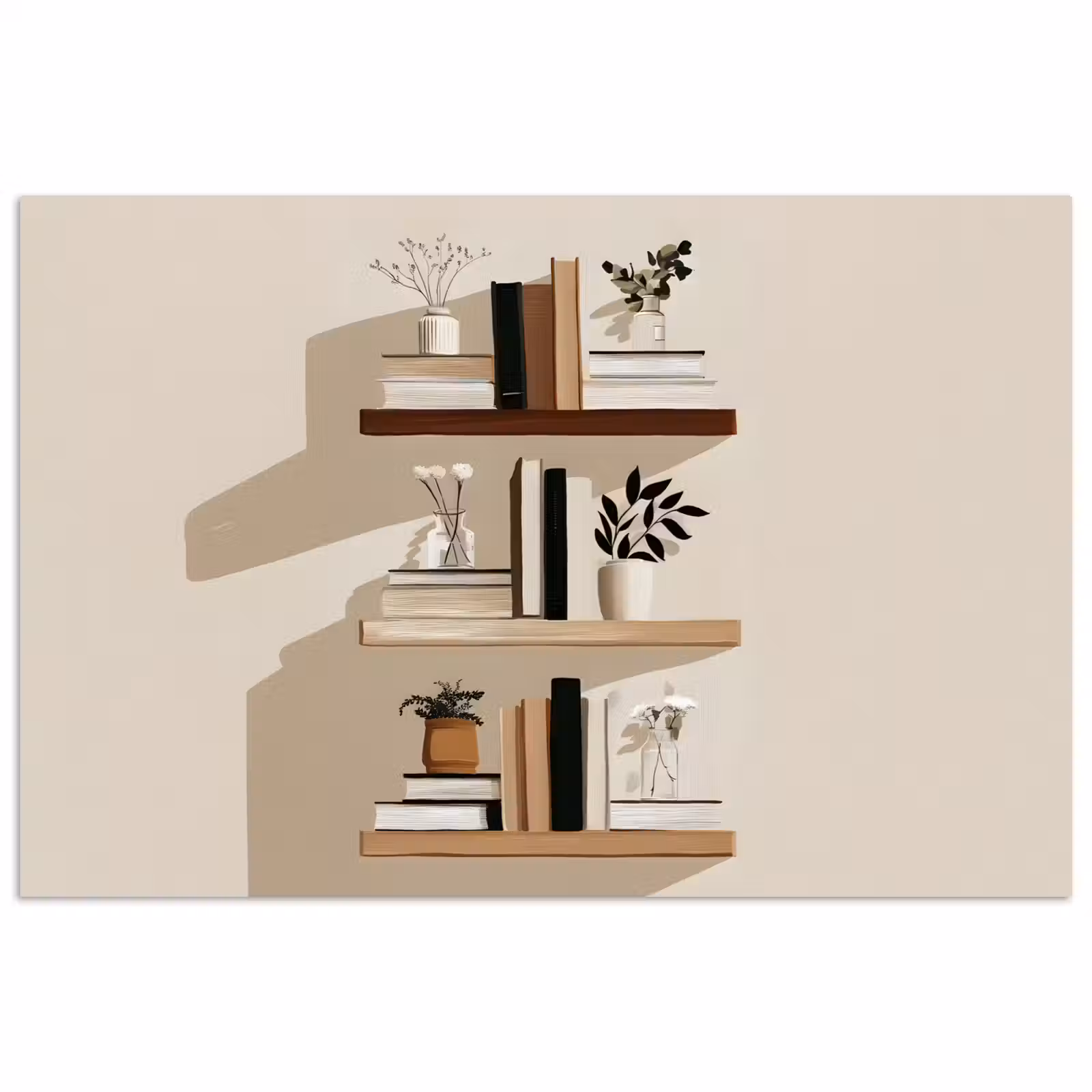 Poster – Plankjes - Boeken - Vaasjes - Planten — 1