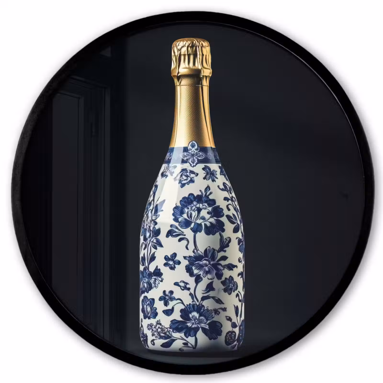 Ronde fotolijst - Champagne - Bloemen - Goud - Chique — 1