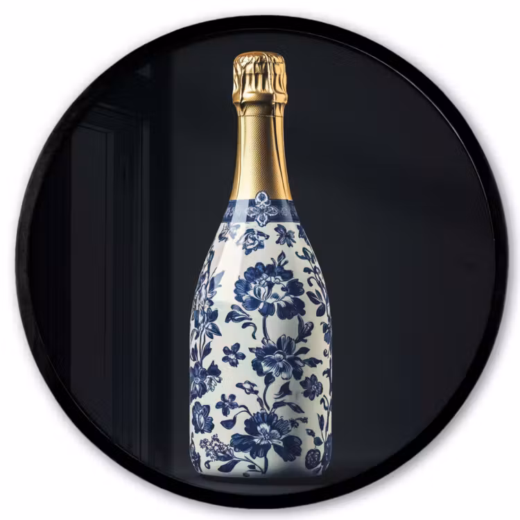 Ronde fotolijst - Champagne - Bloemen - Goud - Chique