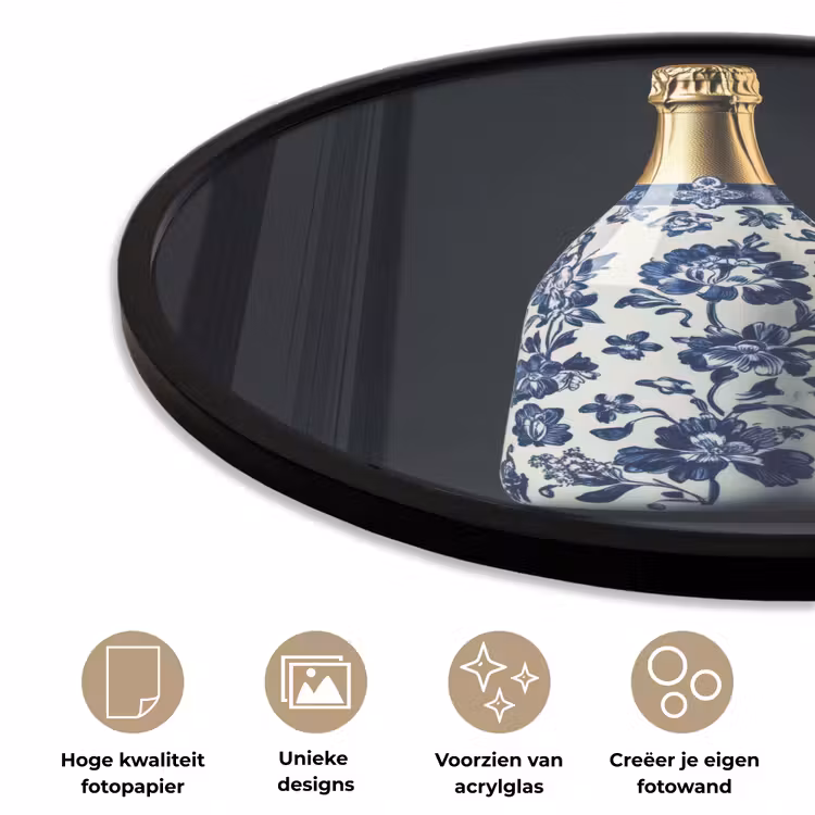 Ronde fotolijst - Champagne - Bloemen - Goud - Chique — 2