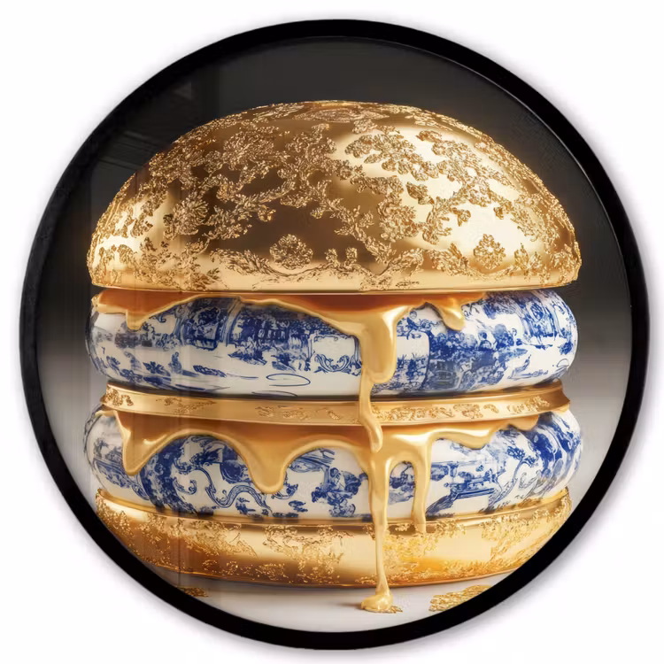 Ronde fotolijst - Delftsblauw - Goud - Burger
