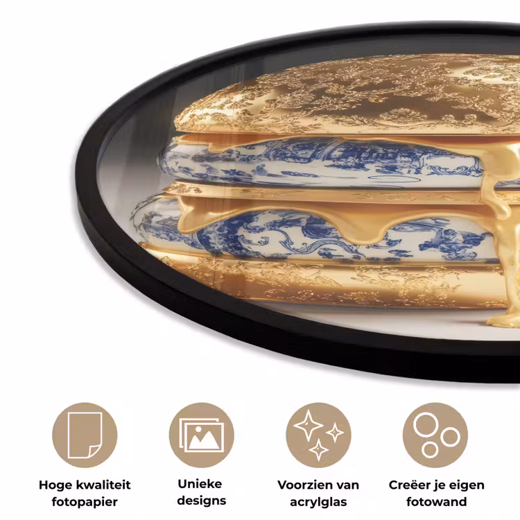 Ronde fotolijst - Delftsblauw - Goud - Burger — 2