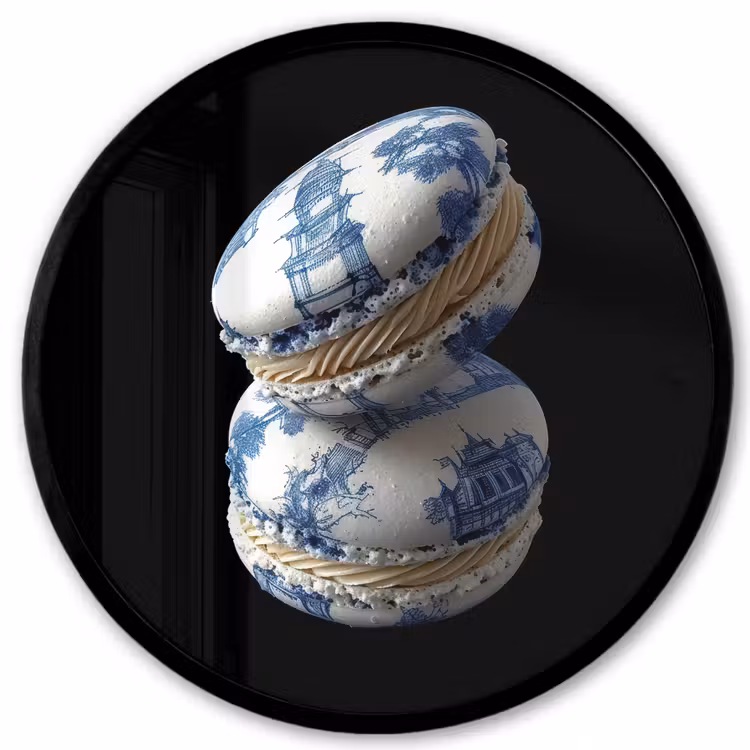 Ronde fotolijst - Eten - Macarons - Delfts blauw - Koekjes