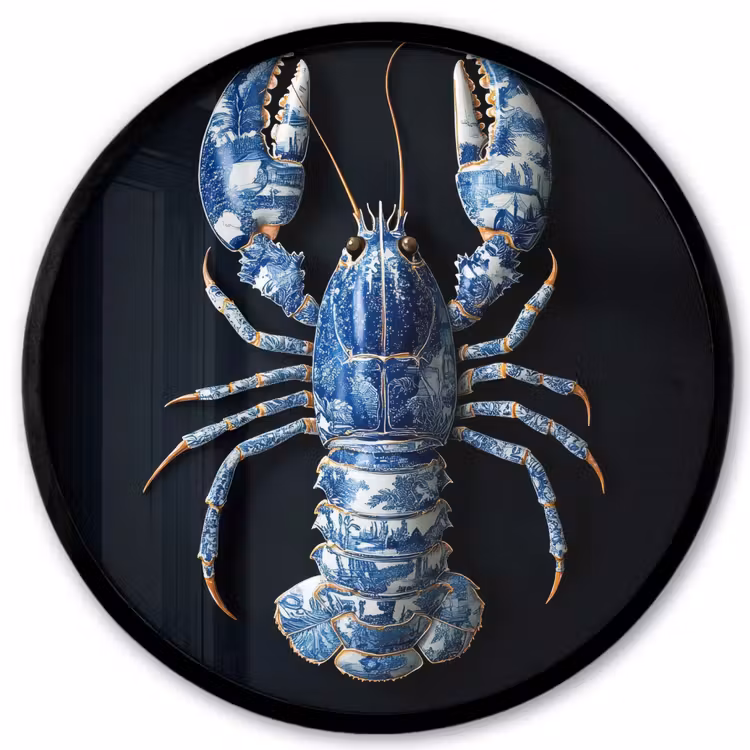 Ronde fotolijst - Kreeft - Delftsblauw - Schild - Stoer